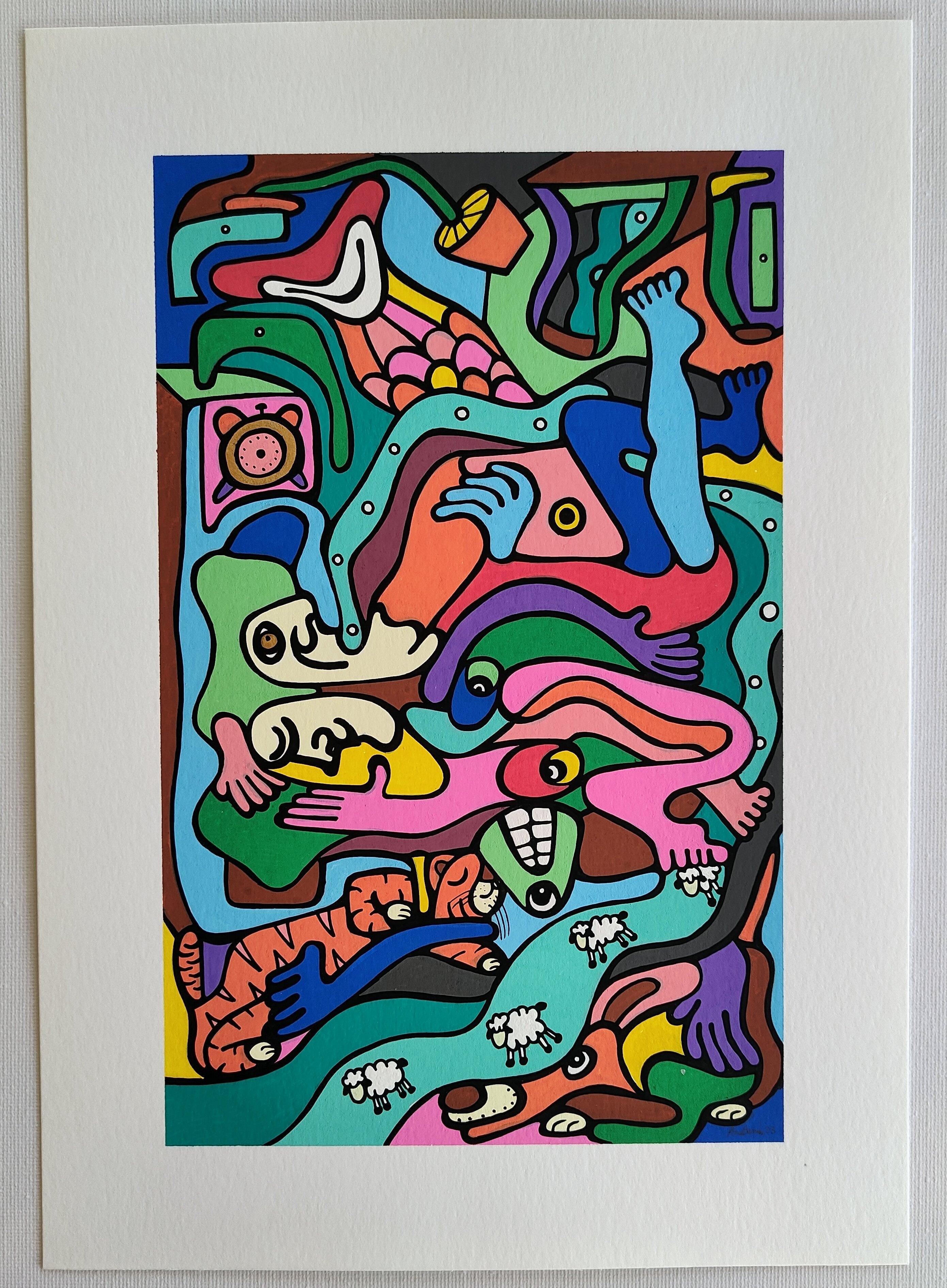 Set of 4 - Doodle, drawing on paper by Philippe P. For Sale 3