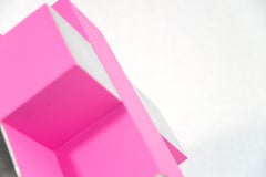 12 Inch Cube Pink 1/10 - modern, intersecting geometric, aluminum sculpture