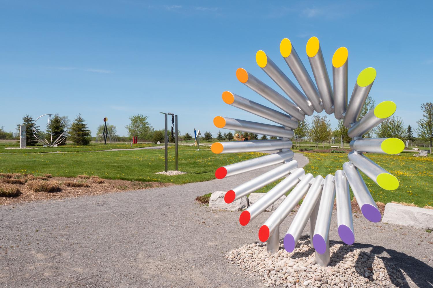 After Rain - large, colorful, contemporary, painted steel, outdoor sculpture For Sale 3