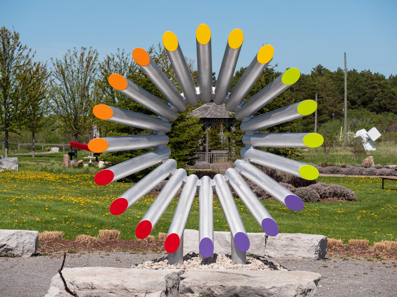 After Rain - large, colorful, contemporary, painted steel, outdoor sculpture - Sculpture by Philippe Pallafray