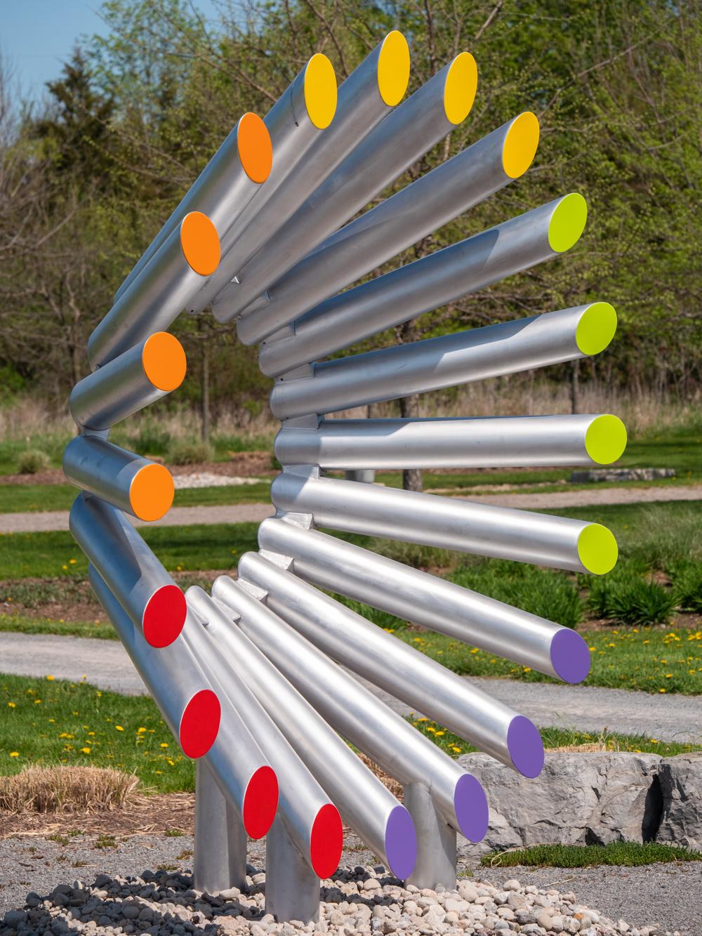 After Rain - große, farbenfrohe, zeitgenössische, bemalte Stahlskulptur für den Außenbereich (Zeitgenössisch), Sculpture, von Philippe Pallafray