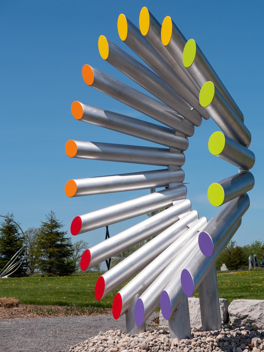 After Rain - large, colorful, contemporary, painted steel, outdoor sculpture - Contemporary Sculpture by Philippe Pallafray