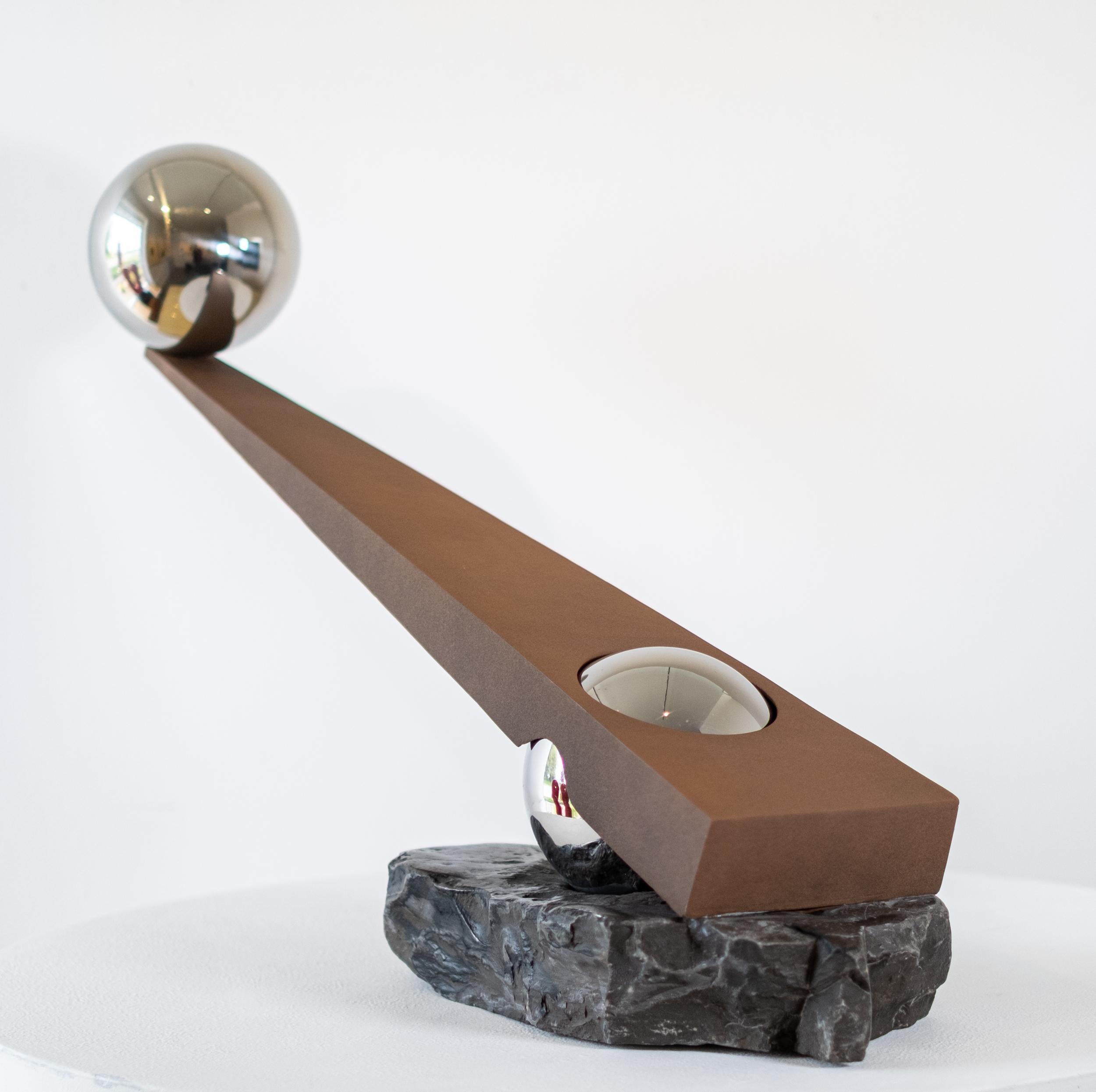 Another World Minor II - geometric abstract, modern, polished aluminum sculpture - Contemporary Sculpture by Philippe Pallafray