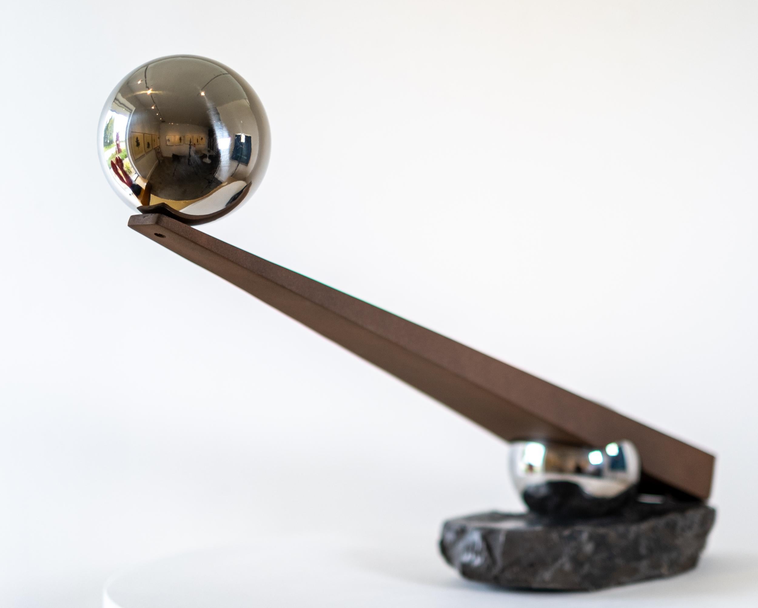 Another World Minor II - geometric abstract, modern, polished aluminum sculpture For Sale 1