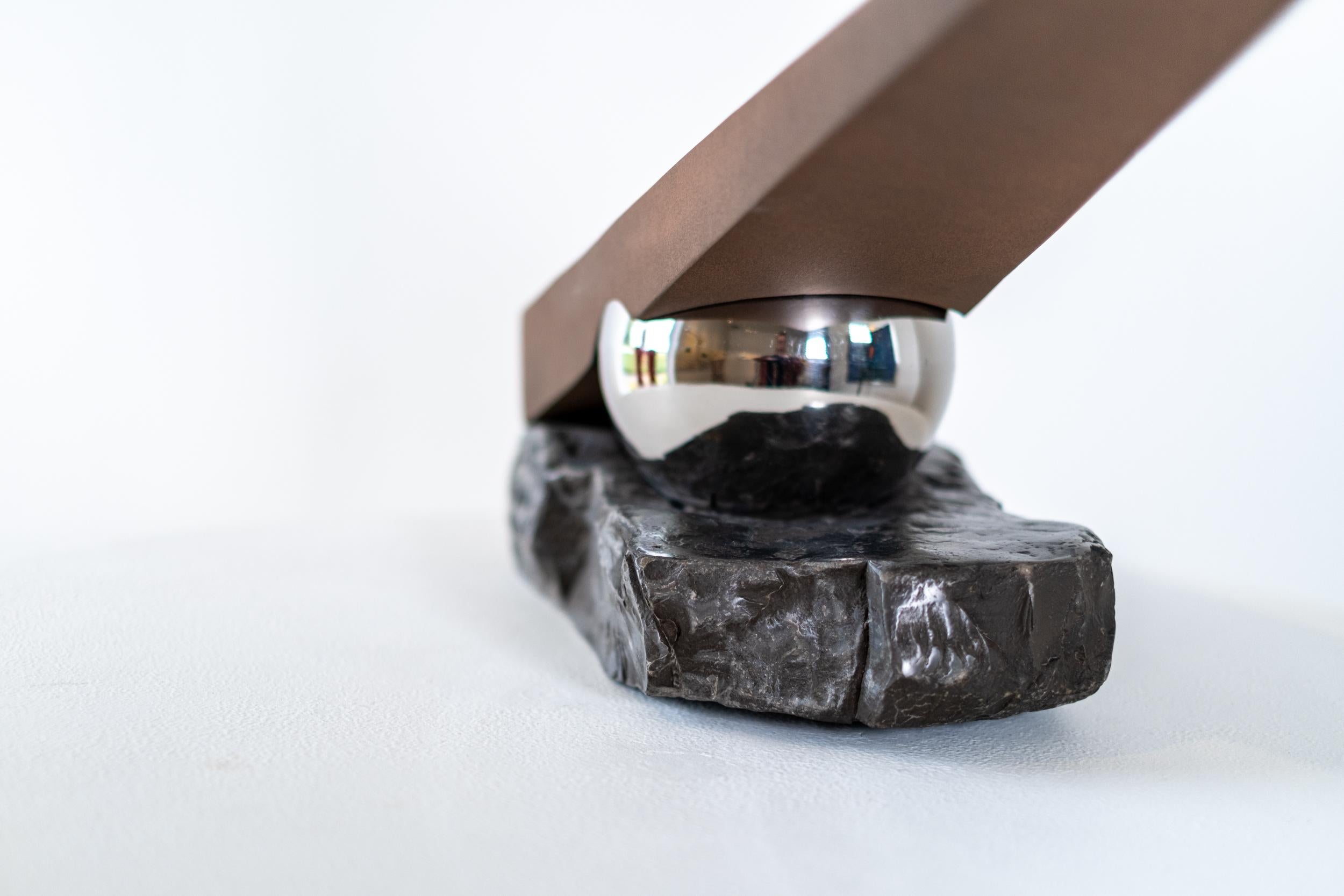 Another World Minor II - geometric abstract, modern, polished aluminum sculpture For Sale 2