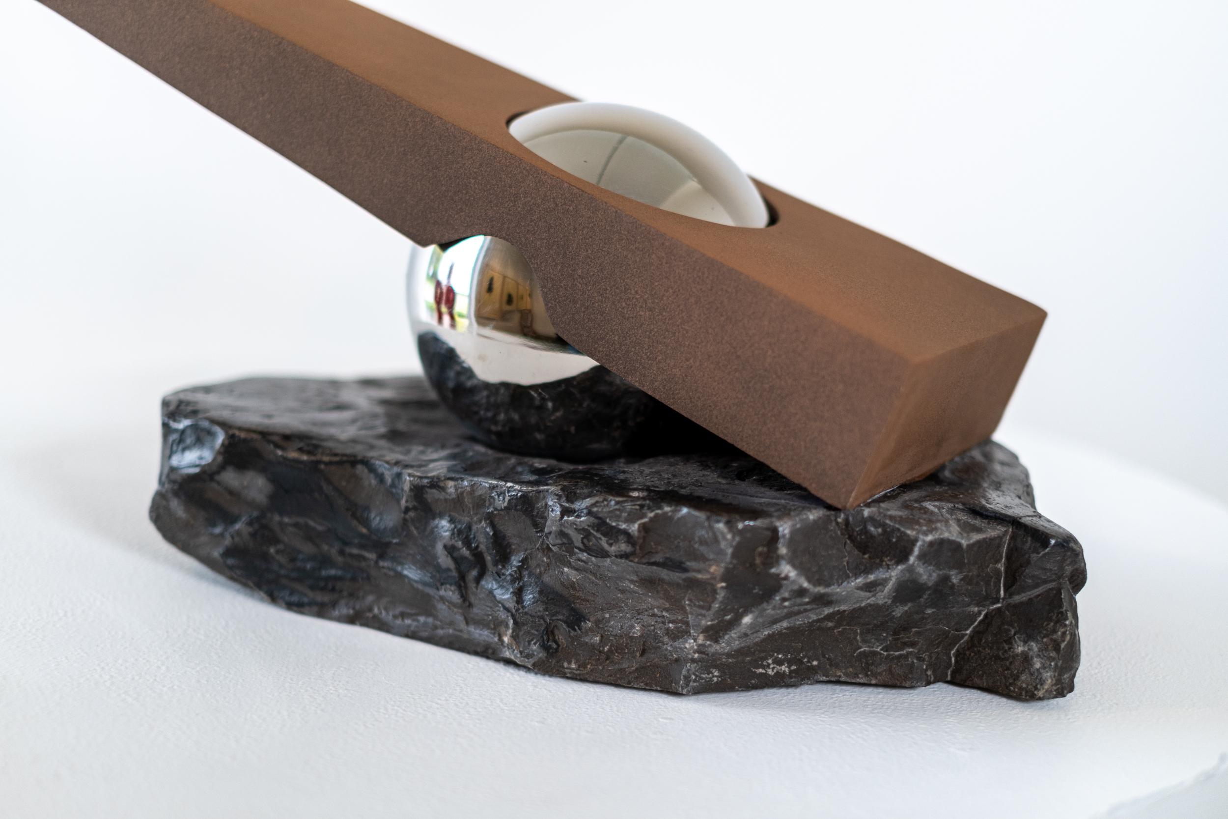 Another World Minor II - geometric abstract, modern, polished aluminum sculpture For Sale 3