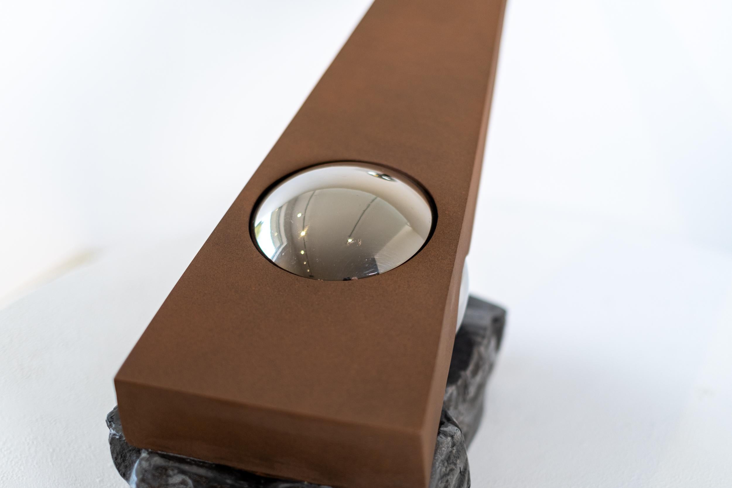 Another World Minor II - geometric abstract, modern, polished aluminum sculpture For Sale 4