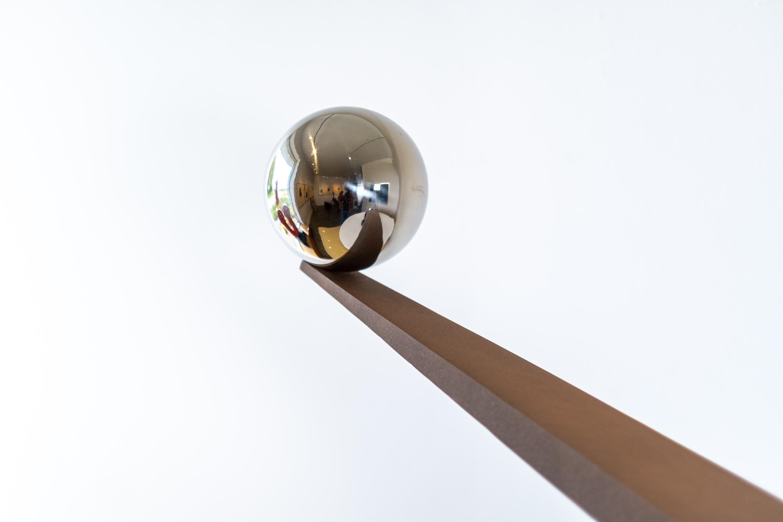 Another World Minor II - geometric abstract, modern, polished aluminum sculpture For Sale 5