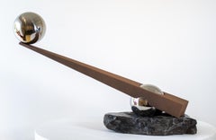 Another World Minor II - geometric abstract, modern, polished aluminum sculpture