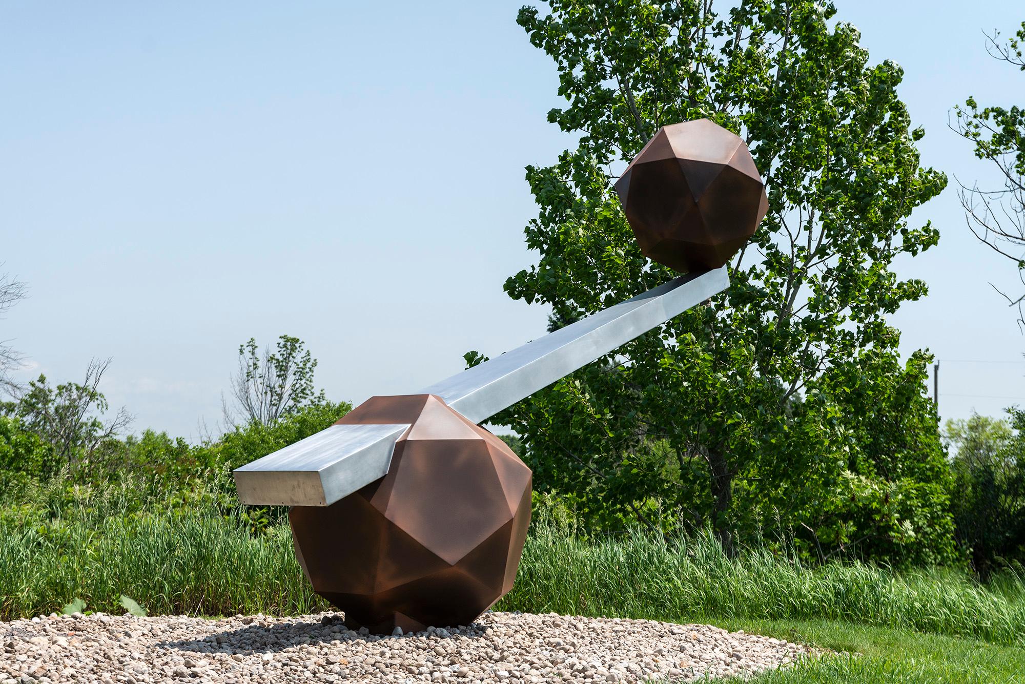 Another World - scultura moderna, astratta, contemporanea, in alluminio per esterni - Abstract Sculpture Blu di Philippe Pallafray