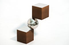 Equilibre 2 tons 1/10 - sculpture géométrique abstraite, moderne, en aluminium poli