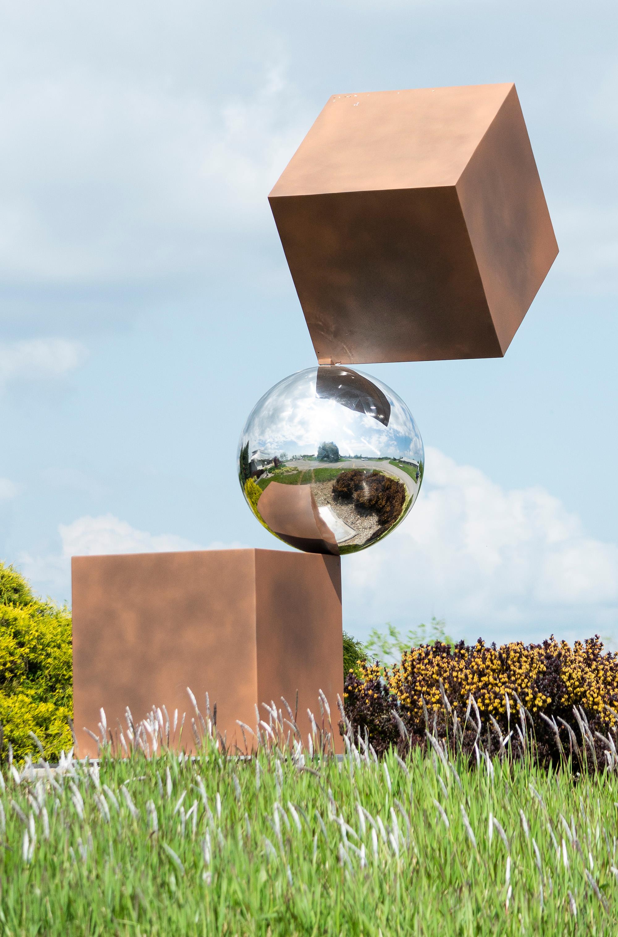 Equilibre Oblique 4/10 - monumental, geometric abstract, steel outdoor sculpture