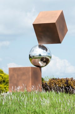 Equilibre Oblique 4/10 - monumental, geometric abstract, steel outdoor sculpture