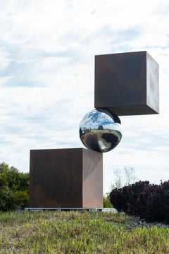 Equilibre Rouille 3/10 - geometric abstract, modern, aluminum outdoor sculpture