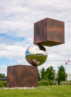 Equilibre Rouille No.6 - Abstract Metal Outdoor Sculpture in Stainless Steel
