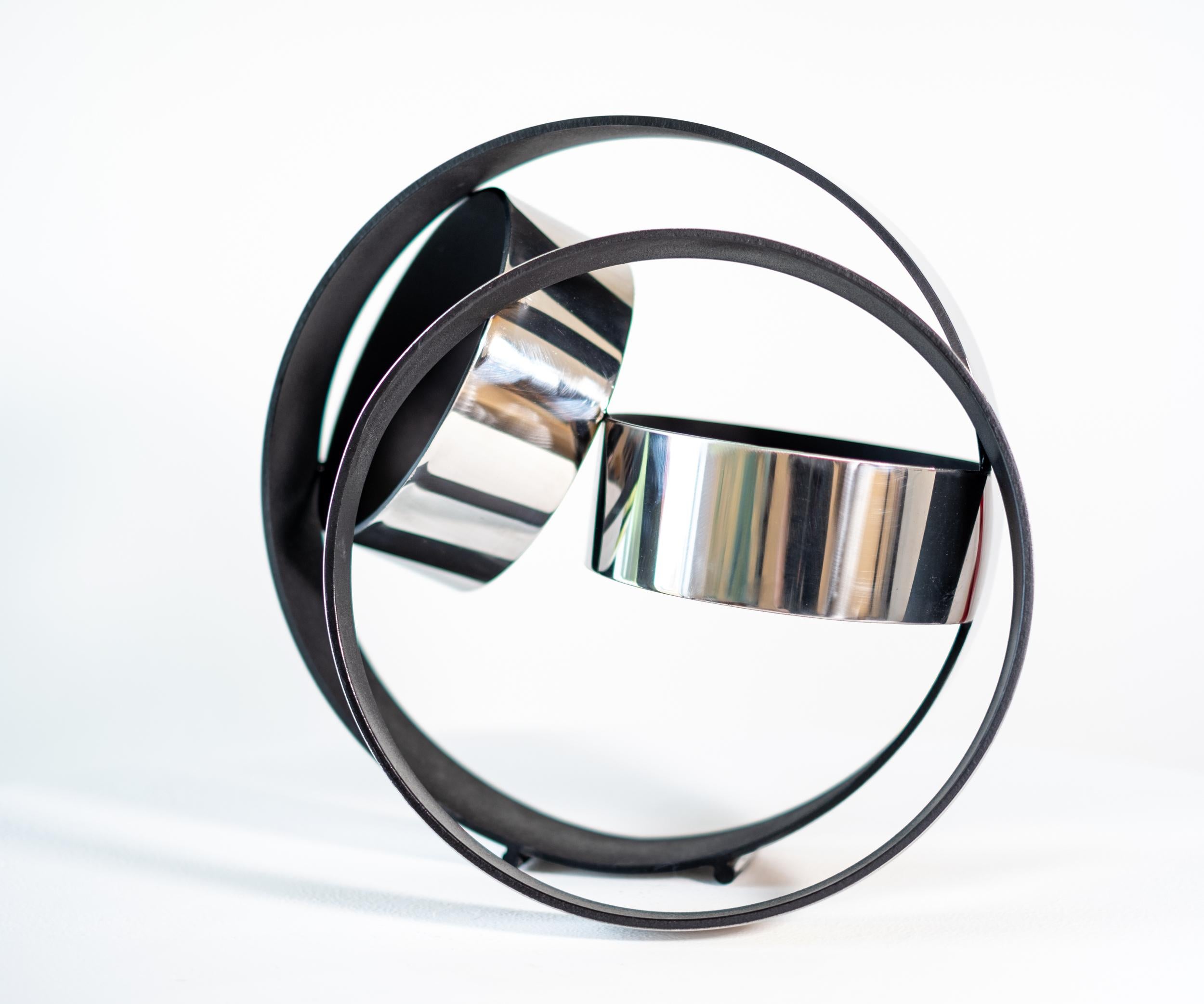 Four Ring Temps Zero Black 1/10 - modern, minimalist, metal indoor sculpture