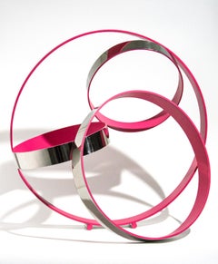 Four Ring Temps Zero Pink - geometric abstract, stainless steel sculpture
