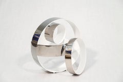 Quatre anneaux Temps Zero blancs 1/10 - abstrait, acier inoxydable, sculpture