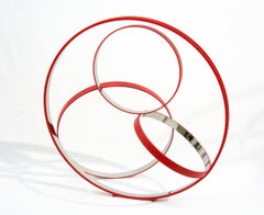 Large Red Temps Zero 2/10 - contemporary, large ring, stainless steel sculpture
