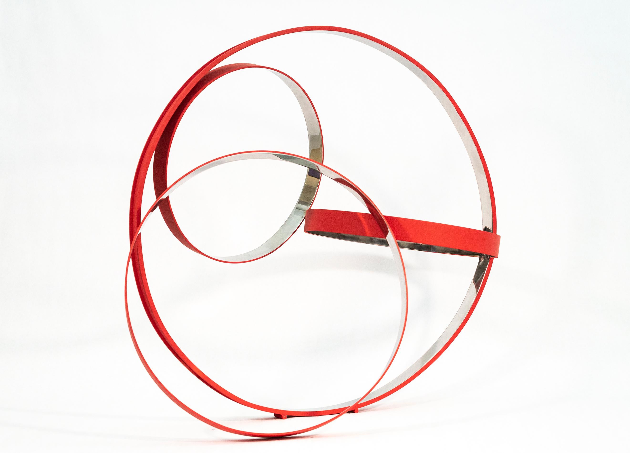 Large Temps Zero Red 4/10 - contemporary, large ring, aluminum sculpture