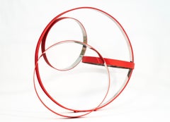 Large Temps Zero Red 4/10 - zeitgenössische, große Ring, Aluminium-Skulptur