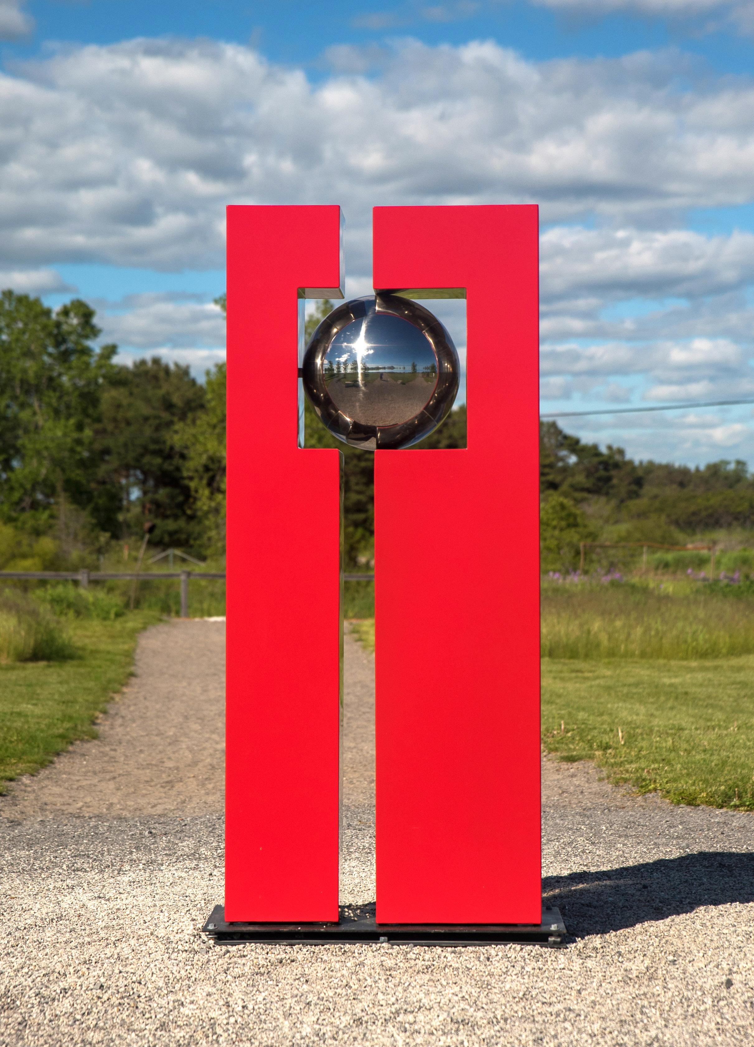 Mecanique Celeste 1/10 - tall, geometric, modern, outdoor steel sculpture - Sculpture by Philippe Pallafray