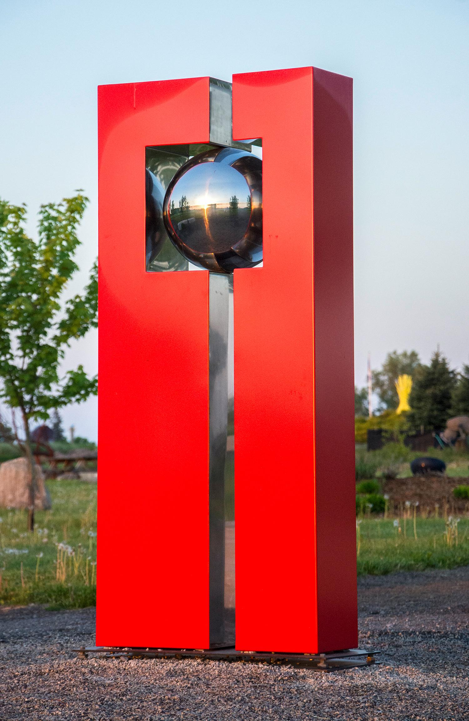 Mecanique Celeste 1/10 - tall, geometric, modern, outdoor steel sculpture - Contemporary Sculpture by Philippe Pallafray