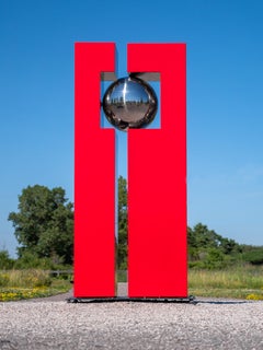 Philippe Pallafray - Mecanique Celeste 6/10 - tall, geometric, modern,  outdoor steel sculpture For Sale at 1stDibs