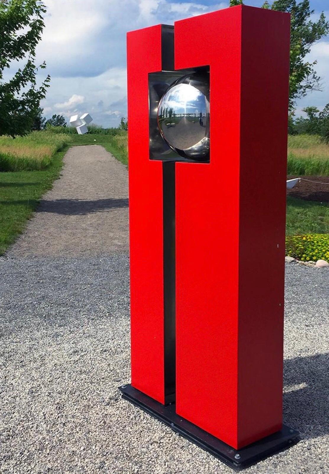 Mecanique Celeste 7/10 - tall, geometric, modern, outdoor steel sculpture For Sale 1
