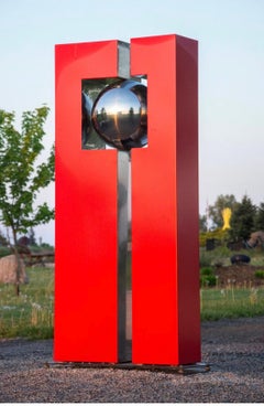 Mecanique Celeste 9/10 - tall, geometric, modern, outdoor steel sculpture