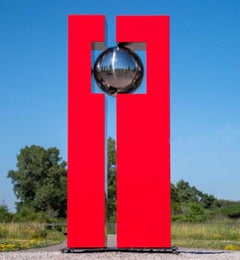 Mecanique Celeste 9/10 - tall, geometric, modern, outdoor steel sculpture