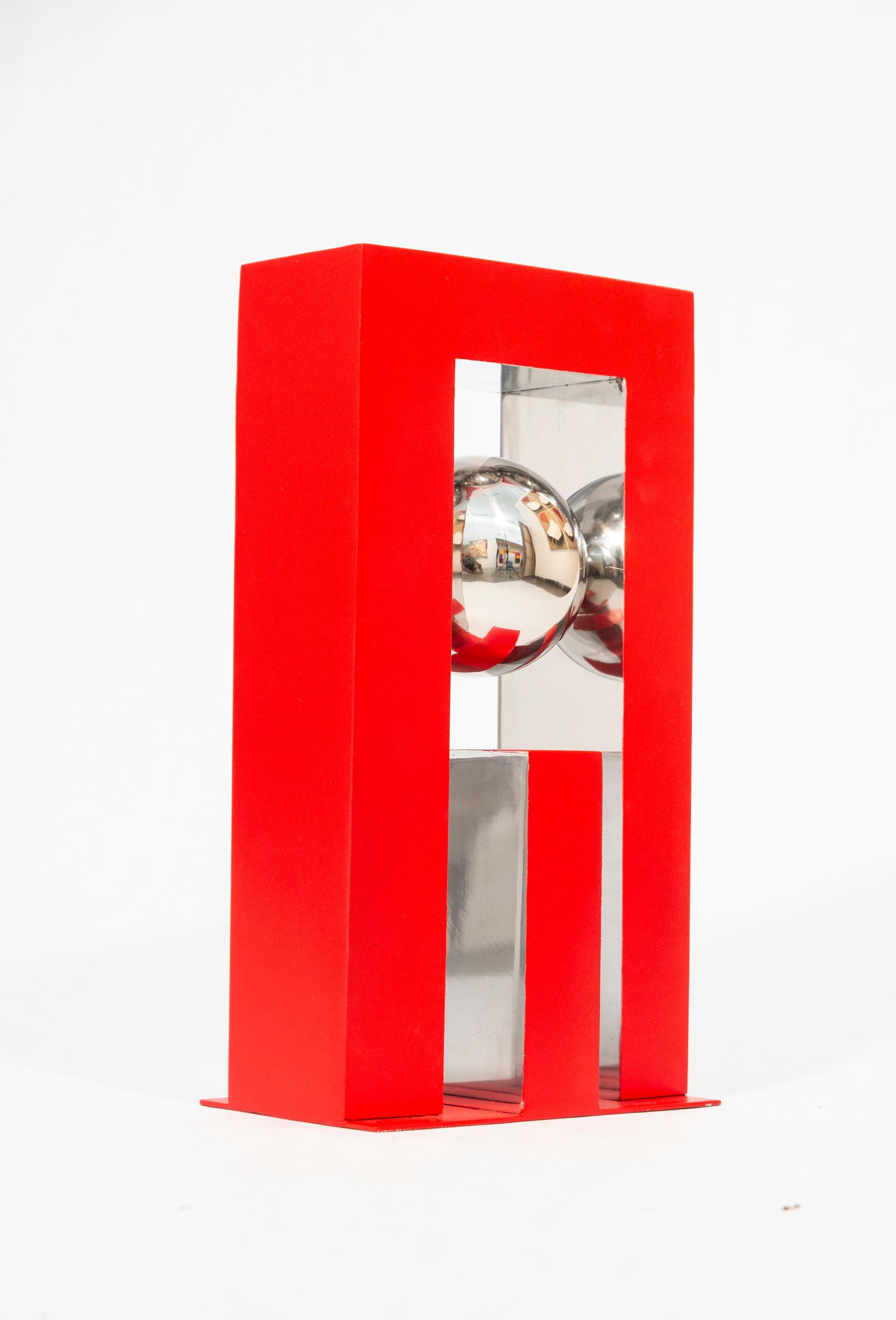 Celestial Mechanical - modern, geometric, abstract, painted aluminum sculpture - Sculpture by Philippe Pallafray