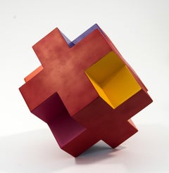 Multicube - colourful, intersecting geometry, modern, aluminum sculpture