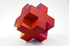Multicube - colourful, intersecting geometry, modern, aluminum sculpture