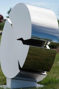 Protecting Ice Memory - white, stainless steel, abstract, outdoor sculpture