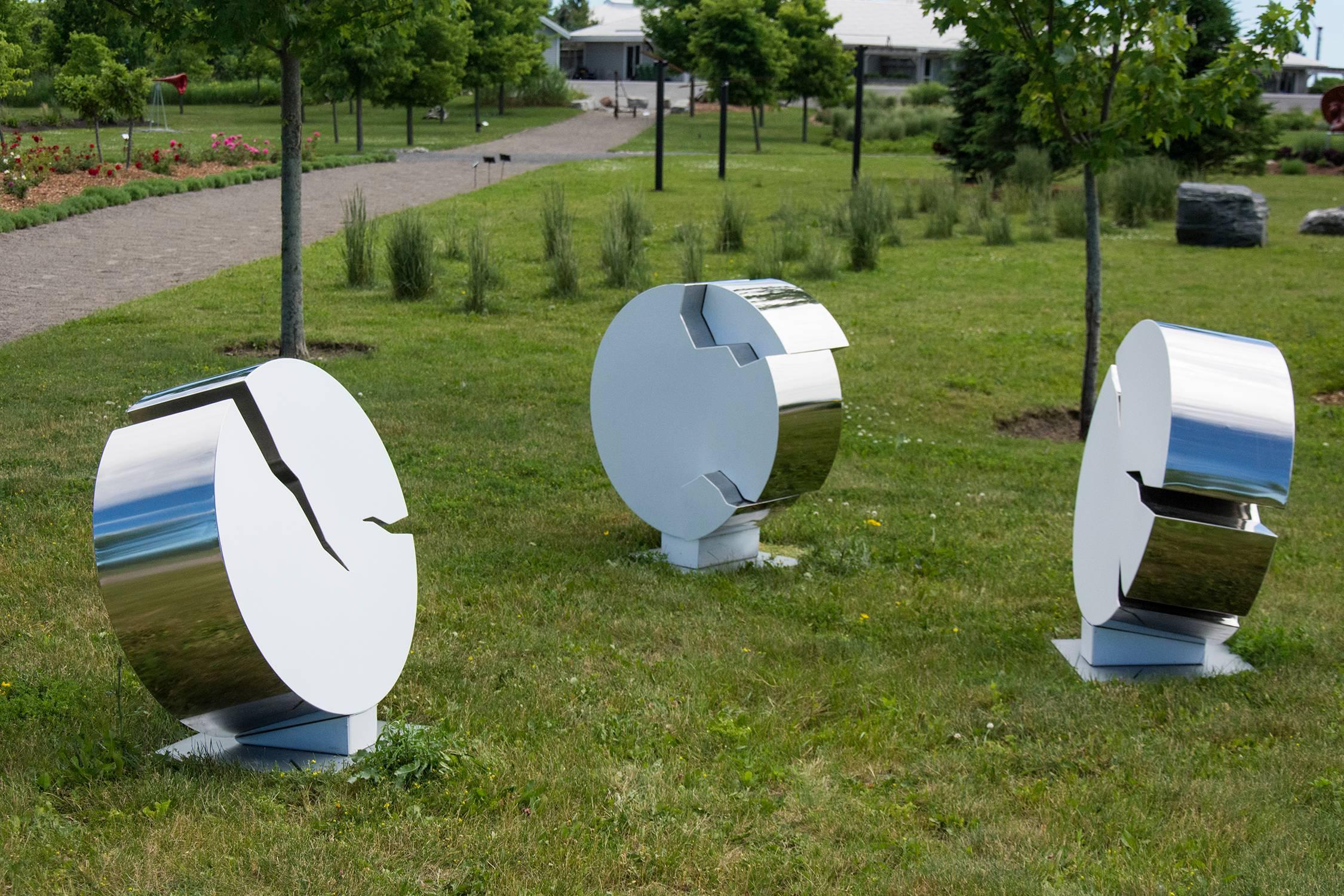 Protecting Ice Memory - white, stainless steel, abstract, outdoor sculpture - Abstract Sculpture by Philippe Pallafray