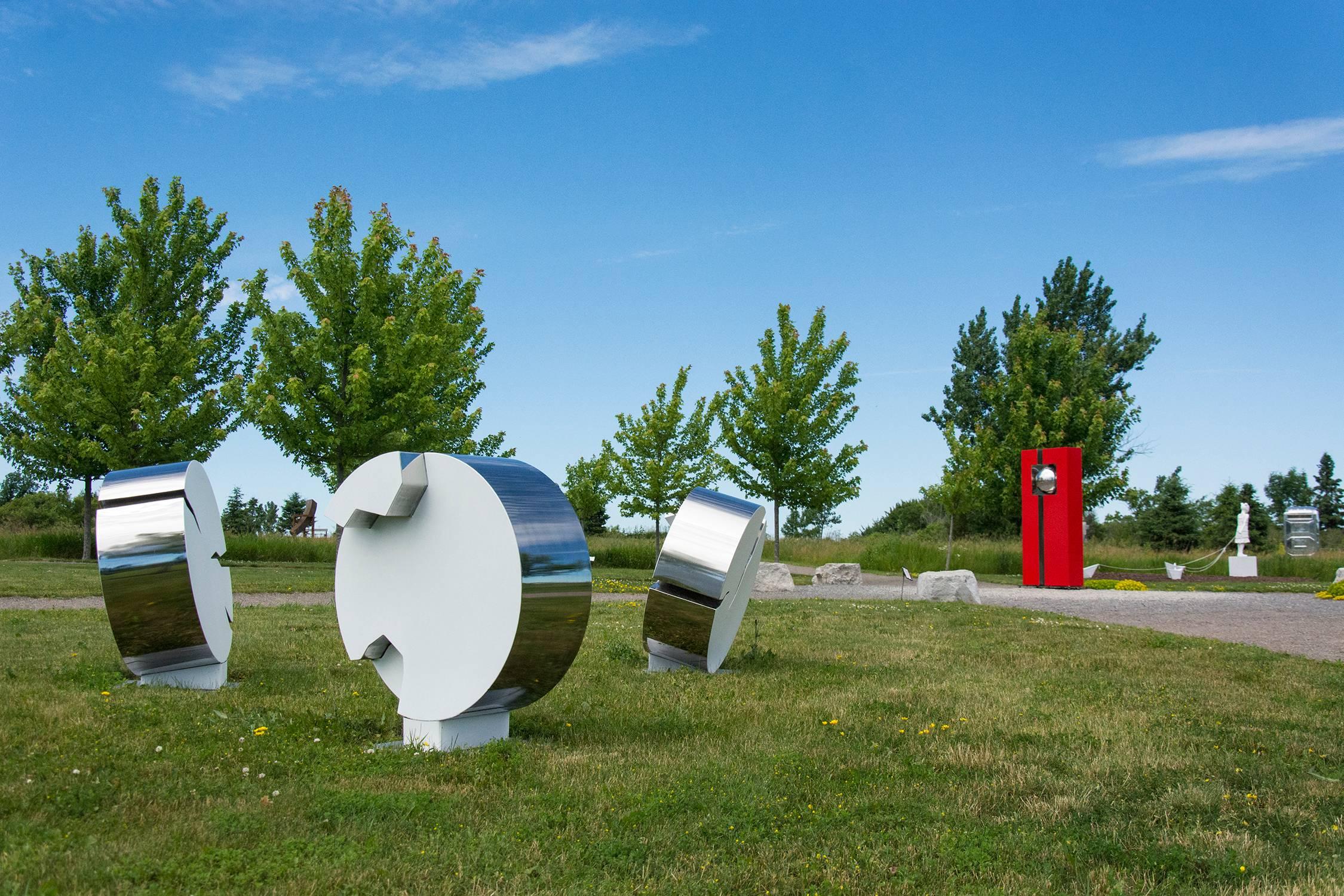 Protecting Ice Memory - white, stainless steel, abstract, outdoor sculpture 1
