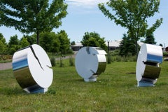 Protecting Ice Memory - white, stainless steel, abstract, outdoor sculpture