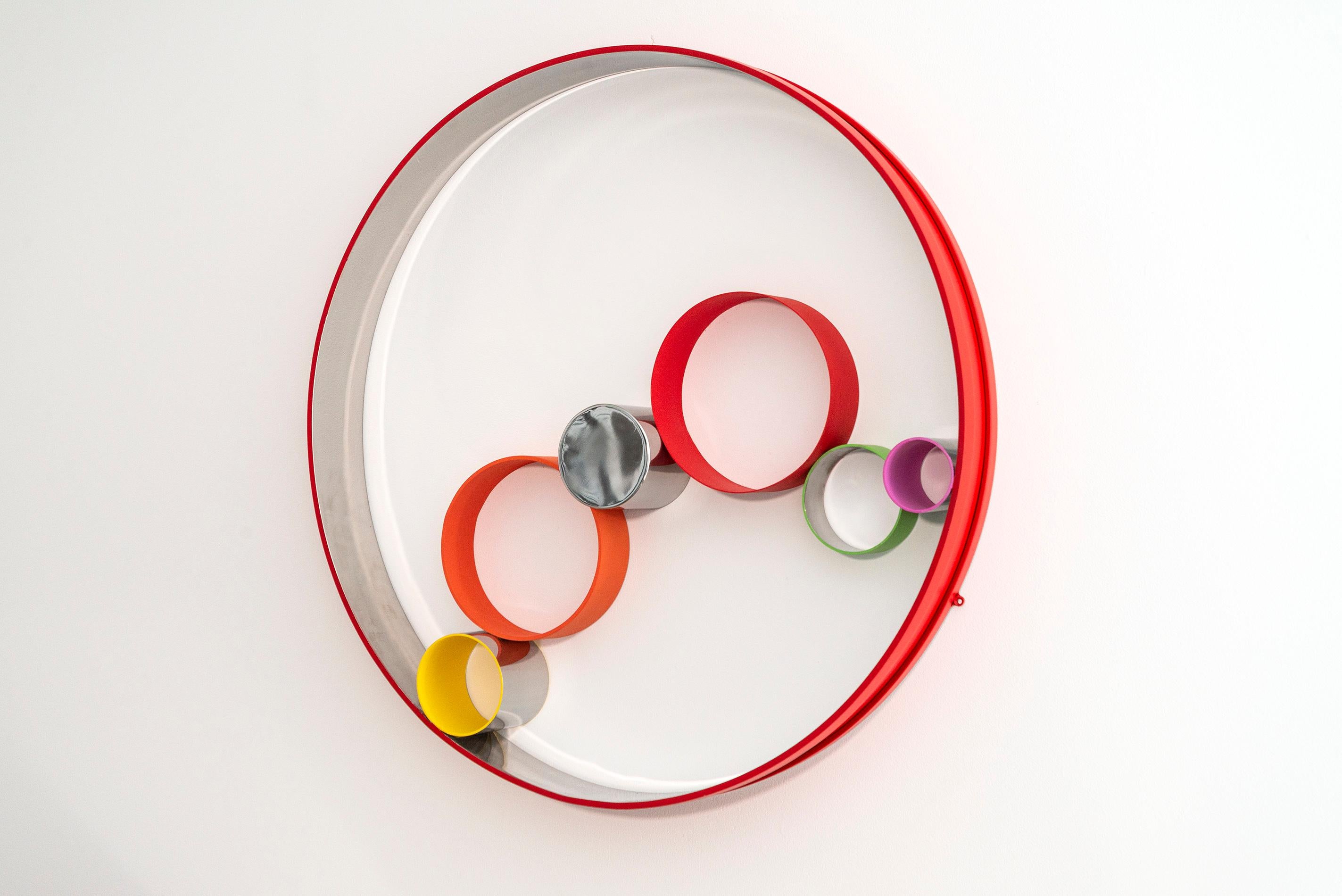 Seven Rings Temp Zero Wall Relief - abstract, stainless steel, wall sculpture - Sculpture by Philippe Pallafray