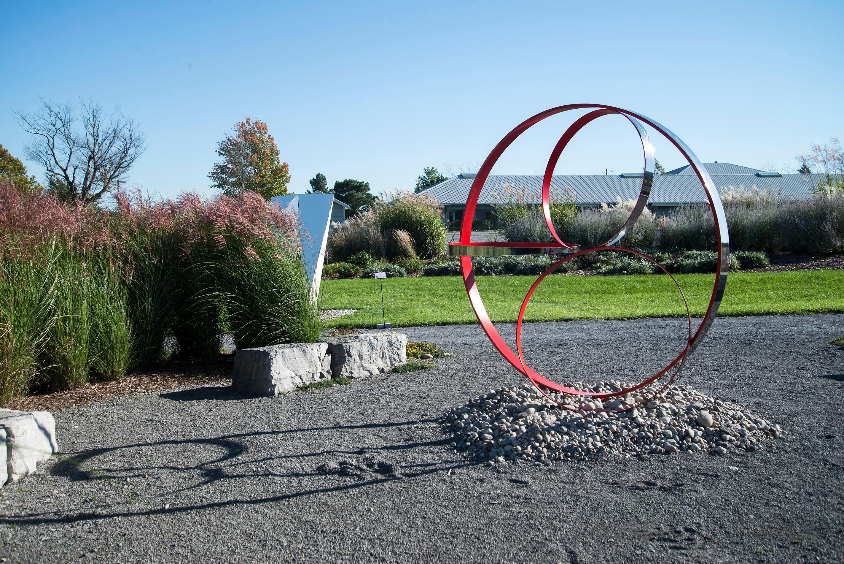 Temps Zero Red 2/10 - large, geometric, contemporary, outdoor steel sculpture For Sale 1