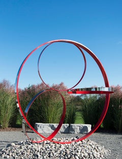 Temps Zero Red 2/10 - large, geometric, contemporary, outdoor steel sculpture