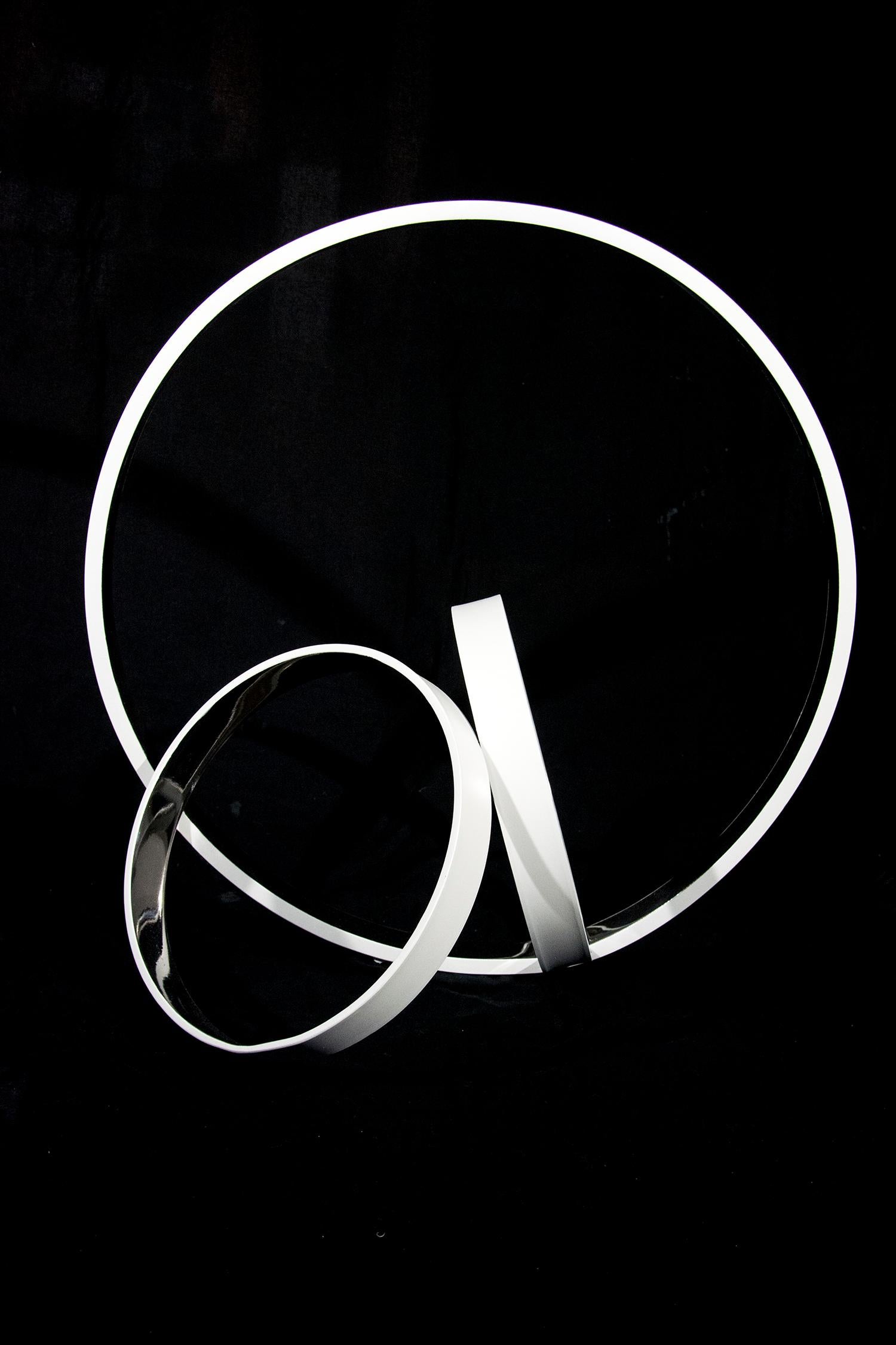 Temps Zero White 3/10 - sculpture contemporaine, abstraite, en acier inoxydable en vente 2