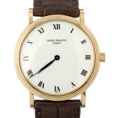 Patek Philippe Yellow Gold Calatrava Clous de Paris Mens Wristwatch