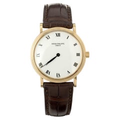 Patek Philippe Yellow Gold Calatrava Clous de Paris Mens Wristwatch