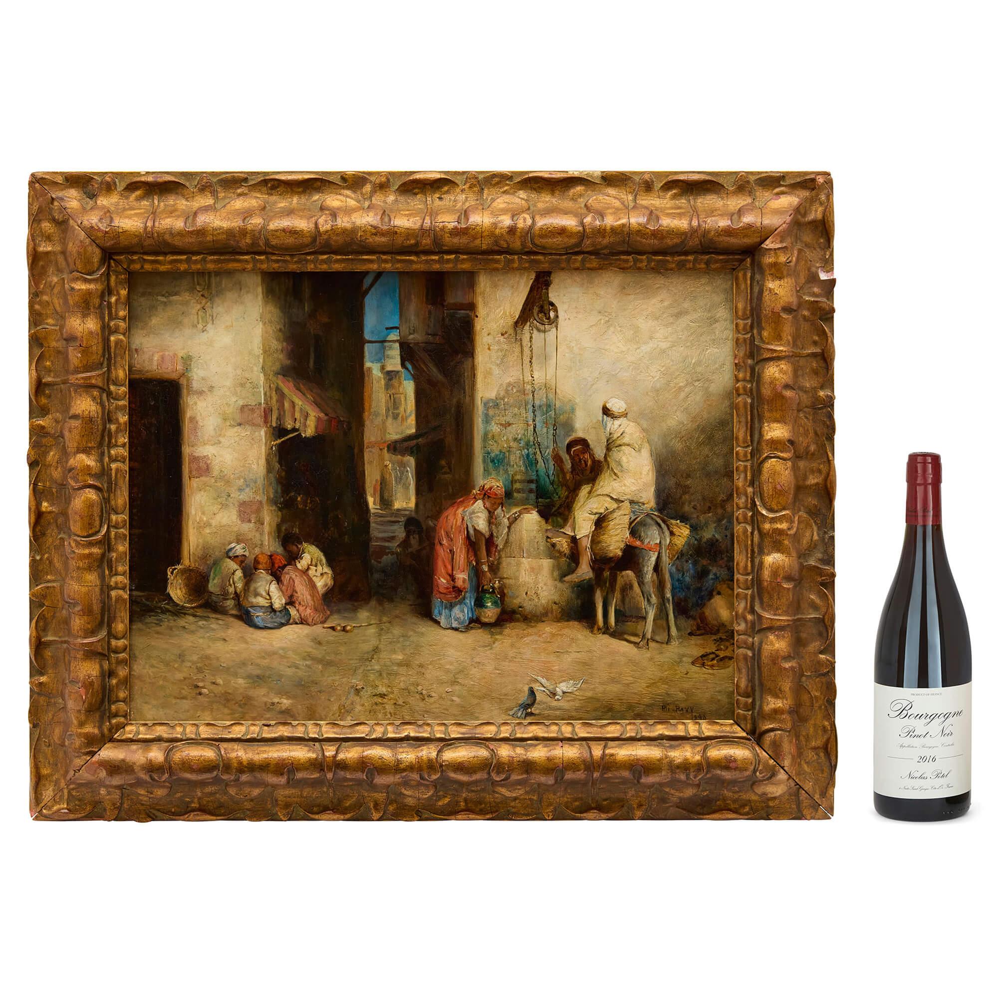 Antike Philippe Pavy Orientalist Ölgemälde Straßenszene Kinder Musikant im Angebot 9