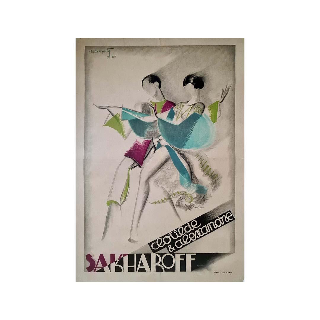 Philippe Petit's 1927 Art Deco poster for Clotilde & Alexandre Sakharoff Ballet For Sale 2