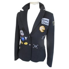 Philippe Schwarze plissierte Jacke Mickey Mouse