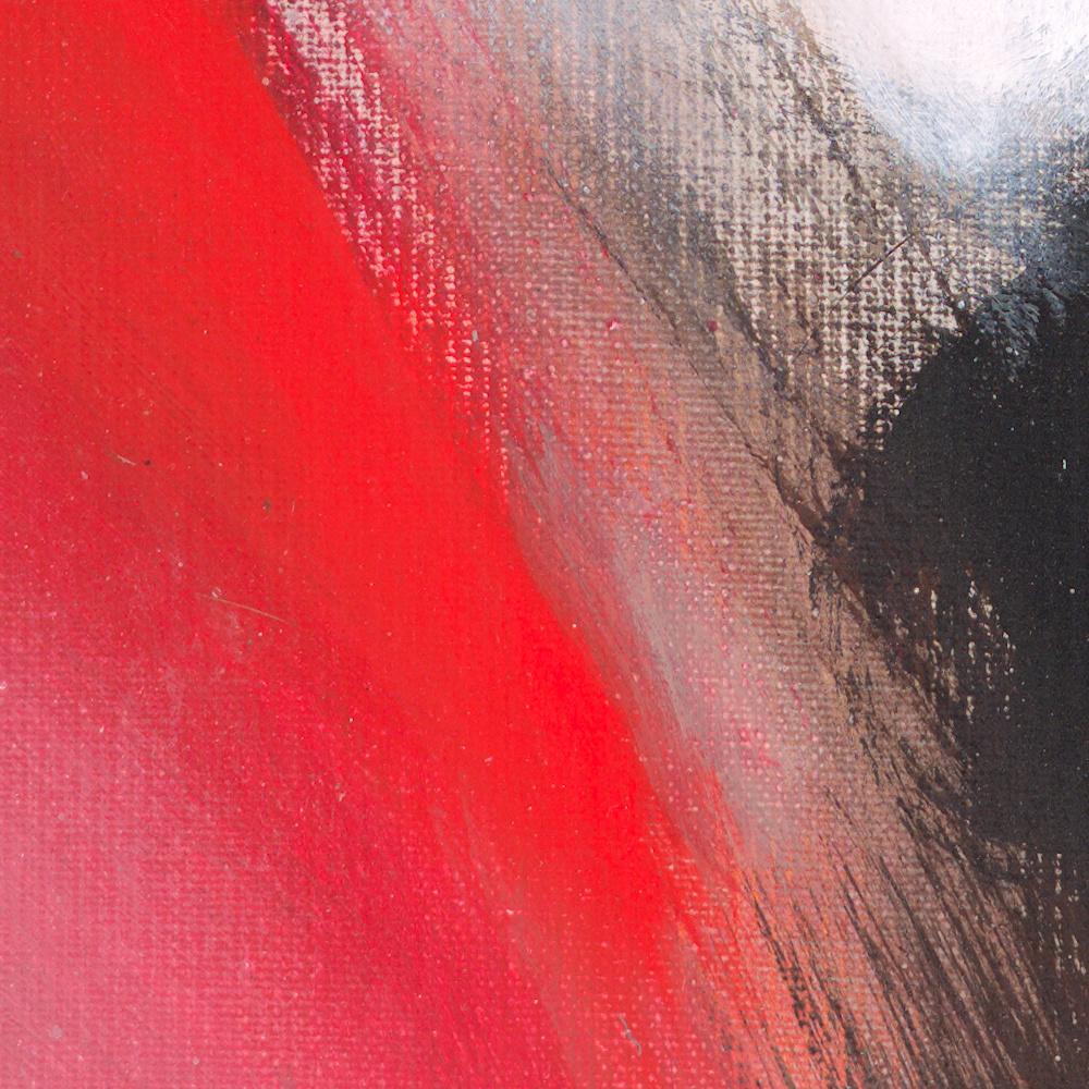Rot Beige Schwarz und Weiß Lyrical Abstraktes Acrylgemälde in Rot und Weiß  im Angebot 2