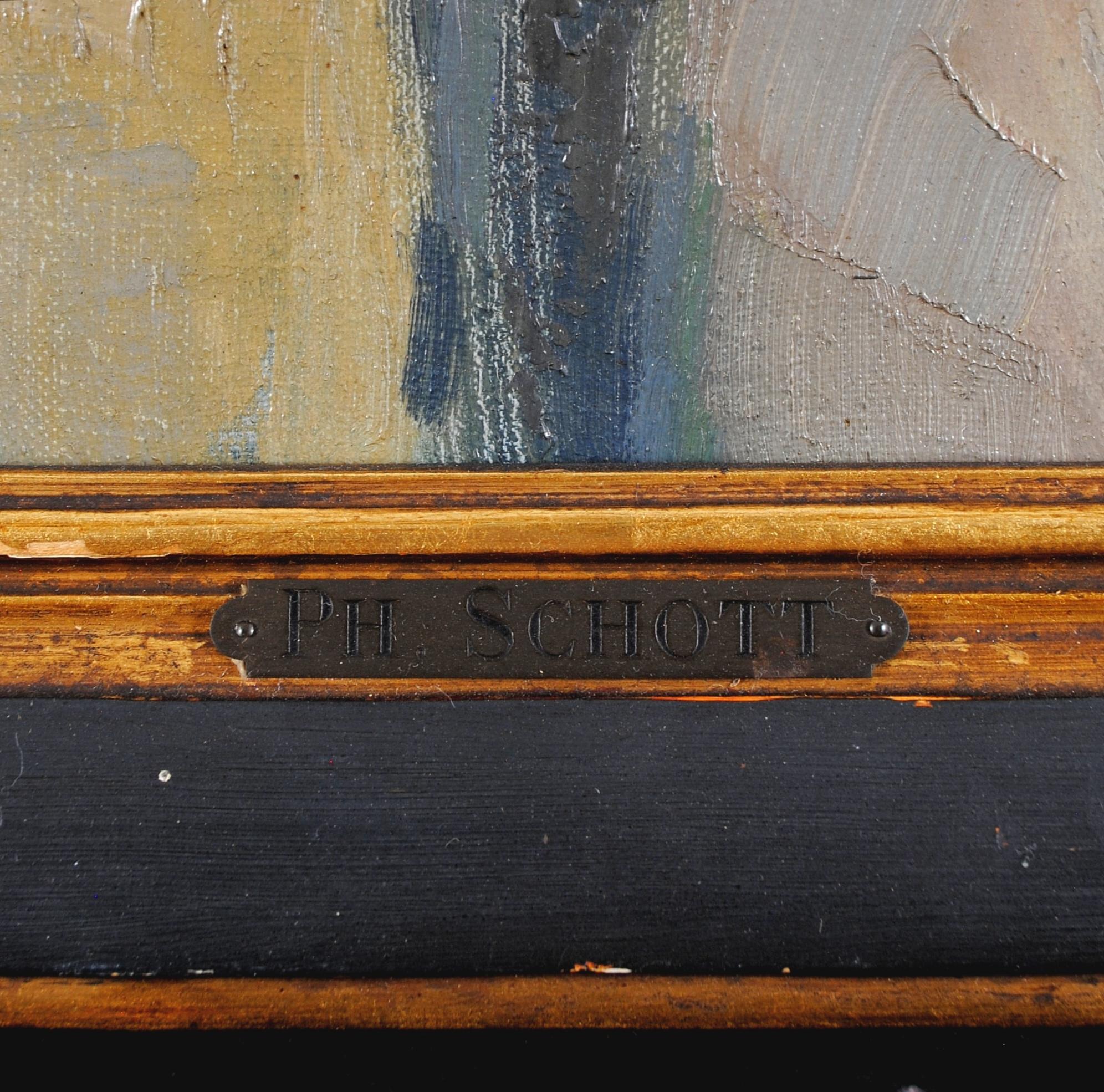 Bodegón de estantería - Pintura al óleo antigua belga de interior de principios del siglo XX en venta 3