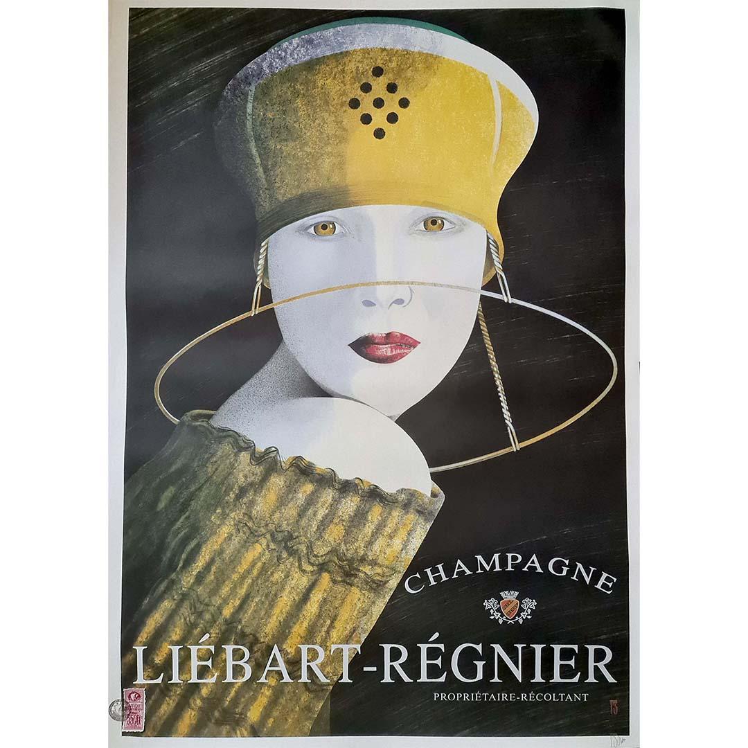 Original advertising poster by Philippe Sommer for Champagne Liébart Régnier Propriétaire Récoltant encapsulates the essence of luxury and celebration associated with Champagne. Crafted by Philippe Sommer, a renowned French graphic designer known